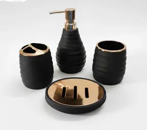 PREMIUM HARD PLASTIC CHARCOAL BLACK BATHROOM COUNTERTOP SET