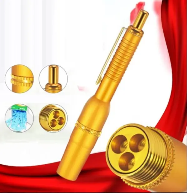 Triple Head Hijama Cupping Pen ٹرپل ھیڈ حجامہ قلم (Golden/Silver Color) | Hakeem Lahori