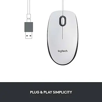 Logitech M100 Optical USB Corded Mouse – White