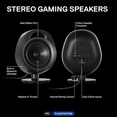 SteelSeries Arena 3 2.0 Desktop Gaming Speakers - Immersive Audio, On-Speaker Controls, 4" Drivers - Wired & Bluetooth - PC, Mac, Mobile