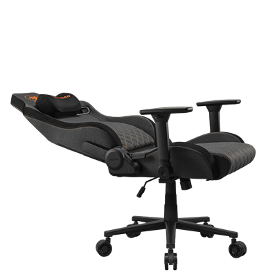 COUGAR Defensor, Imitation Linen, Weight Support 150kg, 4D Folding Armrest, Push-Back Lumbar Support, Magnetic Neck Pillow. Gaming chair -  Grey/Orange