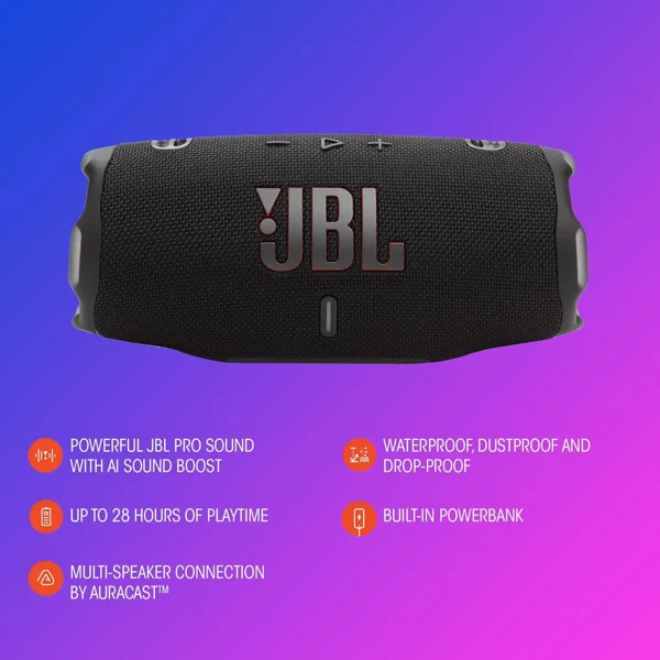 JBL Charge 6 - Portable Waterproof & Drop-Proof Bluetooth Speaker - White