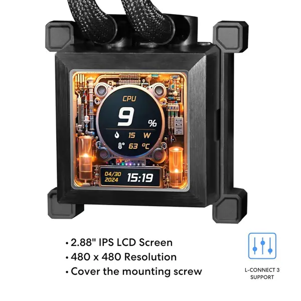 Lian Li Hydroshift LCD 360 Liquid Cooler WITHOUT FAN - Black