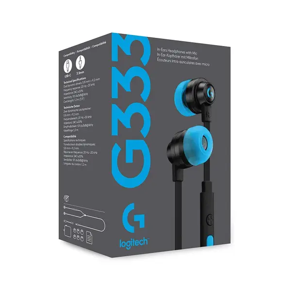 Logitech G333 Gaming Earphones - Black