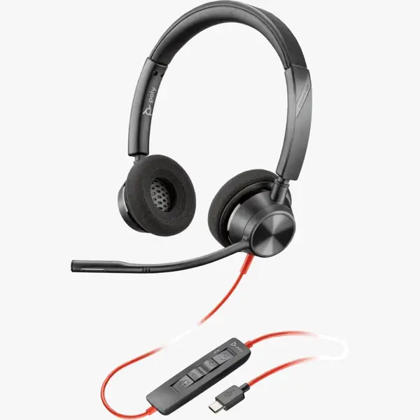 Plantronics Poly Blackwire C3320 Stereo Microsoft Teams Certified USB-C Headset +USB-C/A Adapter