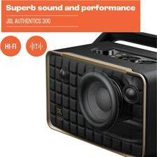 JBL Authentics 300 | Bluetooth WiFi - Built in Battery Portable Smart Home Speaker - Black