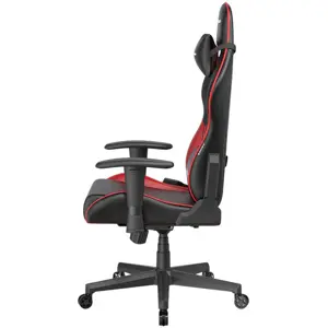 DXRacer Prince Series Gaming Chair, Racing Style, Cooling Gel Headrest, Lumbar Support, 2D Armrest, 90-135 Degree Recline, PVC Leather, Black Red