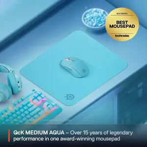 SteelSeries QcK Mousepad, Legendary Micro-Woven Cloth, Non-Slip Rubber Base (Medium, Aqua)