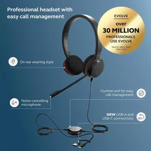 Jabra Evolve 20 Wired Headset -Black