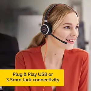 Jabra Evolve 40 Professional Wired Headset, Stereo, UC-Optimized – Telephone Headset - Black