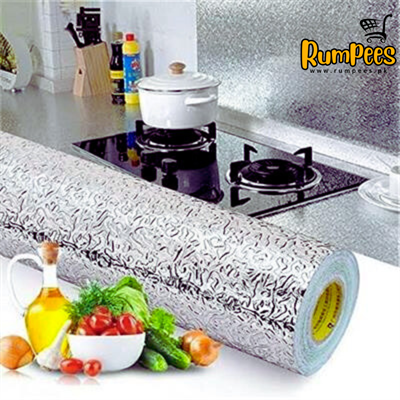 Aluminum Self Adhesive - Oil Proof Sheet (2ftx6ft)-_ Best For Kitchen Near Stove, Heat Resistant 