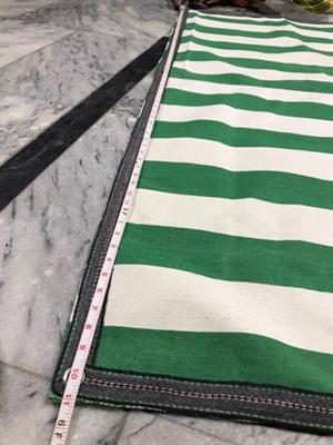 Green/White Strips Canvas Tarpal 100% waterproof+ Heat resistance , Blocks Wind & Cold air.Rings & loops on all sides with every 3 feet distance.