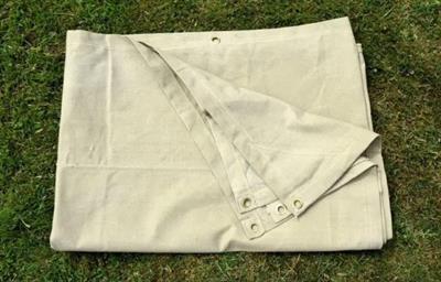 Heavy Duty Off white Canvas Tarpal.100% Waterproof+Heat-resistance with loops & rings on every 3 feet distance on all sides,All sides double stitched.