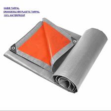 PLASTIC TARPAL (ORANGE/SILVER)100% WATERPROOF.USED FOR SUNSHADE AND OTHER OUTDOOR ACTIVITIES.