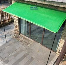 Green Sun Shade net (Shading rate :70% - 80% ) High quality 100% , For Lawns, gardens , green house )  With hooks on every 3 feet distance on sides and double stitched edge to edge borders.