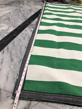 Green/White Strips Canvas Tarpal 100% waterproof+ Heat resistance , Blocks Wind & Cold air.Rings & loops on all sides with every 3 feet distance.