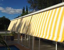 Yellow/White Strips Canvas Tarpal 100% waterproof+ Heat resistance , Blocks Wind & Cold air.Rings & loops on all sides with every 3 feet distance.