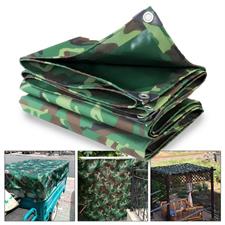 Heavy duty camouflage 100% waterproof+heat-resistance tarpaulin,Rings on all sides with every 3 feet distance,Used for sunshade & other outdoor activities.