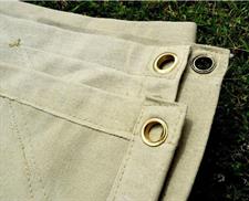 Heavy Duty Off white Canvas Tarpal.100% Waterproof+Heat-resistance with loops & rings on every 3 feet distance on all sides,All sides double stitched.