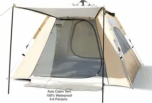4-6 Man Pop Up Tent Lightweight Family Dome Tents for Camping, 3-Season Large Family Cabin Tent for Beach, Hiking, Festival, Outdoor Use, Easy Set Up,