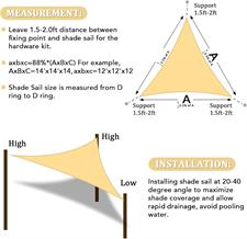 Beige Color Triangle Sunshade net,Shading rate 85%,UV-Stabilised,Heat-resistance,Used for sunshade & other outdoor activities.
