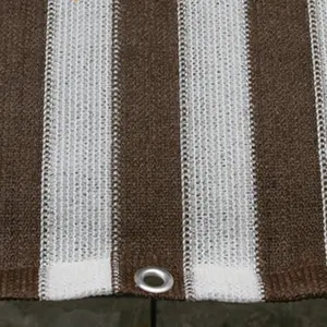 Brown/white Sun Shade Net,High Quality, 80%-85% Sun Protection Shade Net UV Resistant, Privacy Screen Fence for Garden Balcony Greenhouse. With loops & rings on every 3 feet distance on sides and double stitched sides with cotton nawar.
