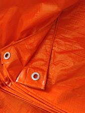 ORANGE PLASTIC 100% WATERPROOF TARPAL,RINGS ON EVERY 3 FEET DISTANCE ON ALL SIDES ,UV-STABALIZED,USED FOR SUN SHADES AND OUTDOOR ACTIVITIES.