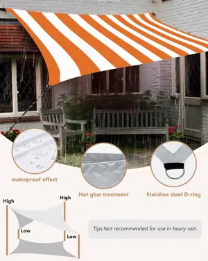 Imported, Orange/White Premium,Highy Quality PVC Tarpal,100% Waterproof, Heat-Resistant, Tear-Resistance, UV-Stabilised, Heavy-Duty, Durable, Used for Sunshade & Other outdoor activities.