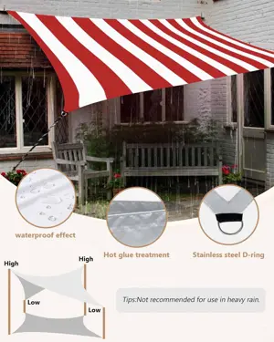 Imported, Red/White Premium,Highy Quality PVC Tarpal,100% Waterproof, Heat-Resistant, Tear-Resistance, UV-Stabilised, Heavy-Duty, Durable, Used for Sunshade & Other outdoor activities.