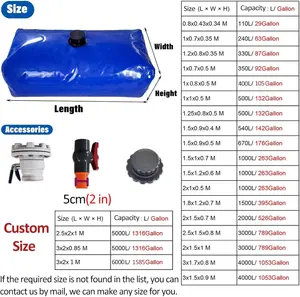 PVC Water Storage Tank,Folding Tarpaulin Reservoir Bag with Valve, Emergency Water Bladder for Outdoor Garden Lrrigation Breeding