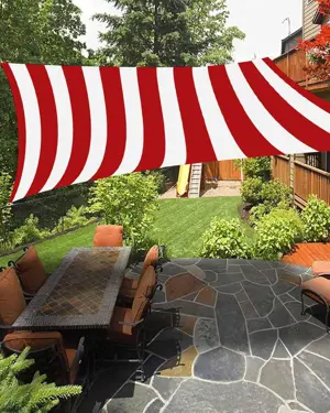 Imported, Red/White Premium,Highy Quality PVC Tarpal,100% Waterproof, Heat-Resistant, Tear-Resistance, UV-Stabilised, Heavy-Duty, Durable, Used for Sunshade & Other outdoor activities.
