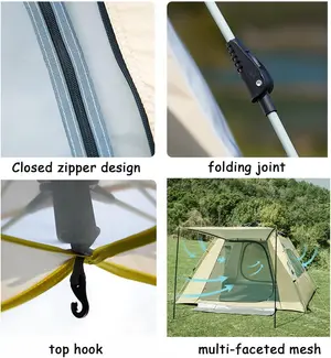 Automatic Open Tent, Hexagonal Hydraulic Large Tent for 6-7 People, Rainproof and Sun Protection, Family Camping Tent for Outdoor Camping, Orange Beautiful Landscape