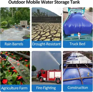 PVC Water Storage Tank,Folding Tarpaulin Reservoir Bag with Valve, Emergency Water Bladder for Outdoor Garden Lrrigation Breeding