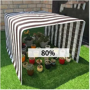 Brown/white Sun Shade Net,High Quality, 80%-85% Sun Protection Shade Net UV Resistant, Privacy Screen Fence for Garden Balcony Greenhouse. With loops & rings on every 3 feet distance on sides and double stitched sides with cotton nawar.