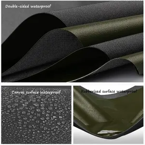 Heavy Duty Black Canvas Tarpal. 100% waterproof+Heat-resistance,With loops & rings on all sides with every 3 feet distance,All sides double stitched.
