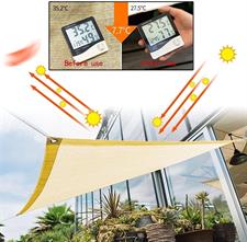 Beige color Sun shade net 85%- 90% ,high quality, with loops on every 3 feet distance on sides and double stitched edge to edge borders with cotton nawar.