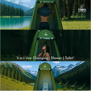 Homecute Foldable Portable Pop-Up Cloth Changing Tent Or Toilet Tent For Camping & Picnic- Black Length:120Cm/3.9 Ft X Width: 120Cm/3.9 Ft X Height:195Cm/6.3 Ft. (Big Size Black) - Polyester, 1 Person