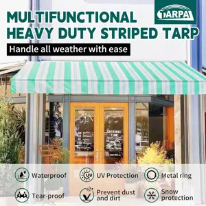 Imported, Green/White Premium,Highy Quality PVC Tarpal,100% Waterproof, Heat-Resistant, Tear-Resistance, UV-Stabilised, Heavy-Duty, Durable, Used for Sunshade & Other outdoor activities.