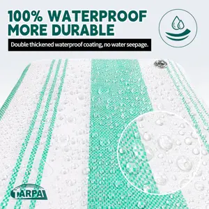 Imported, Green/White Premium,Highy Quality PVC Tarpal,100% Waterproof, Heat-Resistant, Tear-Resistance, UV-Stabilised, Heavy-Duty, Durable, Used for Sunshade & Other outdoor activities.