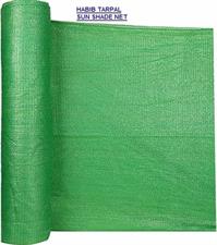 Green Sun Shade net (Shading rate :70% - 80% ) High quality 100% , For Lawns, gardens , green house )  With hooks on every 3 feet distance on sides and double stitched edge to edge borders.