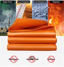 HEAVY DUTY KOREAN PLASTIC ORANGE TARPAL SIZE (18 ft X 33 ft) 200 gsm USED FOR SUNSHADE AND OTHER OUTDOOR ACTIVITIES.