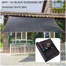 Black color Sun shade net ,high quality, with loops & rings on every 3 feet distance on all sides and all sides double stitched with cotton nawar.