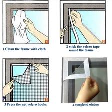 Mosquito & Insect net for windows,Hook sticker to stick to the window frame, which has glue back side to it. It is easy to fix to your Aluminum/Steel frame/Wooden windows,It is flexible, durable, washable, removable, very strong and long lasting.