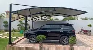Waterproof PVC Car Parking Shed - White, Mild Steel Pole , Durable Design With Steel Wall Materials