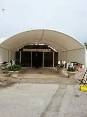 Waterproof PVC Car Parking Shed - White, Mild Steel Pole , Durable Design With Steel Wall Materials