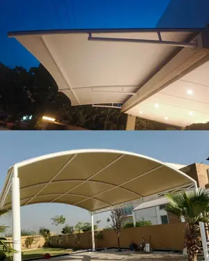 Waterproof PVC Car Parking Shed - White, Mild Steel Pole , Durable Design With Steel Wall Materials