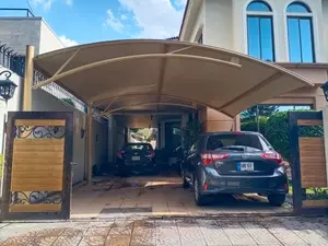 Waterproof PVC Car Parking Shed - White, Mild Steel Pole , Durable Design With Steel Wall Materials