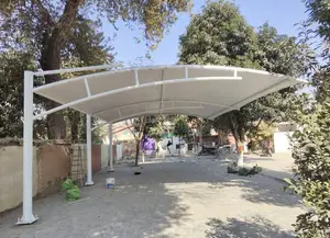 Waterproof Pvc Car Parking Shed - White, Mild Steel Pole , Durable Design With Steel Wall Materials