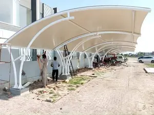 Waterproof Pvc Car Parking Shed - White, Mild Steel Pole , Durable Design With Steel Wall Materials