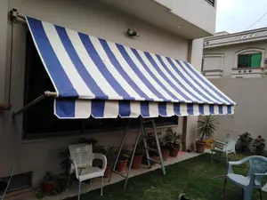 Retractable Awning Shade Striped Fabric Alternative, Rain and Windproof Cover, Multiple Size Options Durable Exterior Awning Fabric, Outdoor Shades for Patio, Deck, Balcony ,With Steel Frame.
